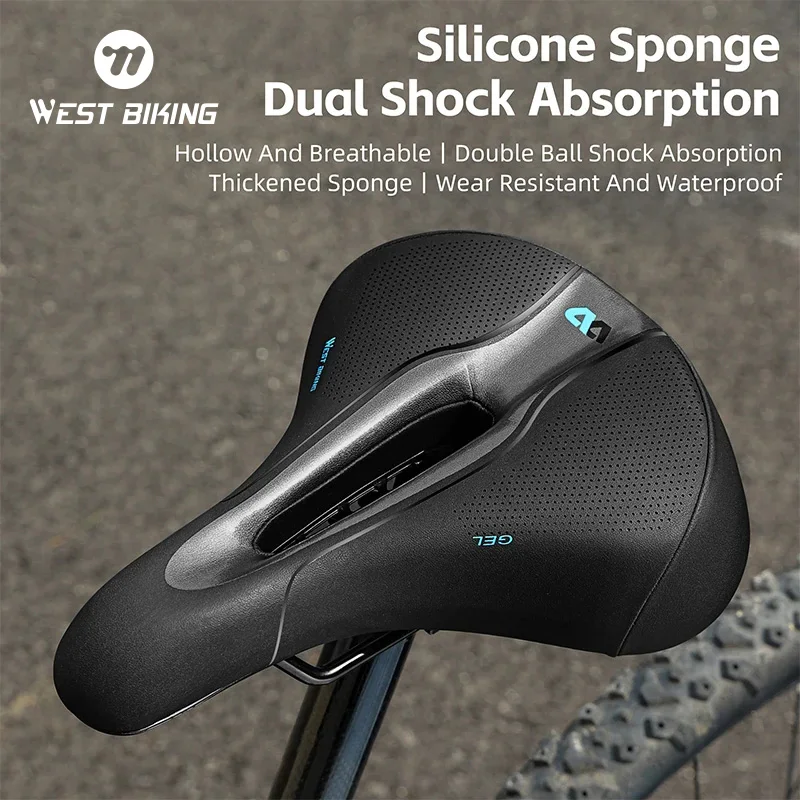 

WEST BIKING Comfortable Bicycle Saddle Integrated Molding Bottom Bike Seat Bicycle Parts MTB Road Thicken Shock Bicycle Cushion