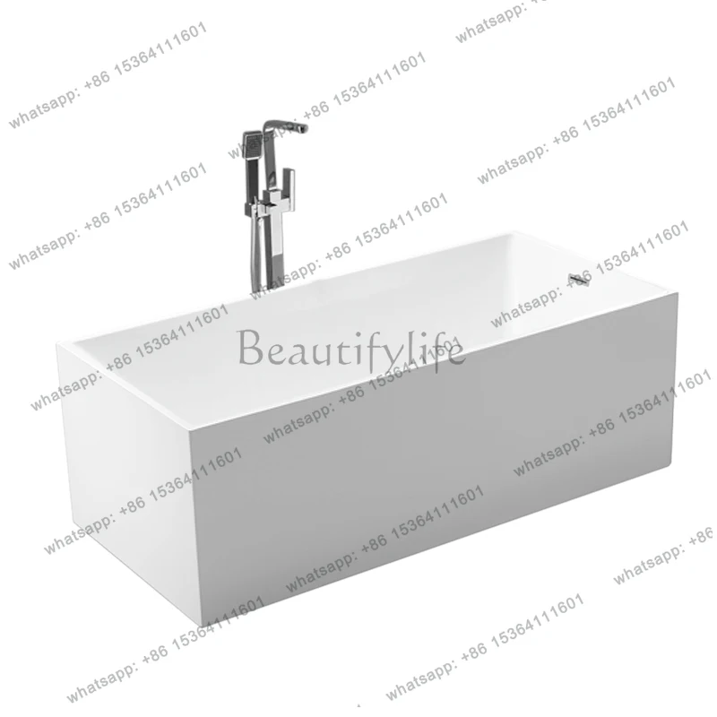 Vertical household acrylic simple Japanese rectangular independent thin-edged deep bathtub 1.2m-1.7m