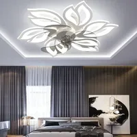 Ceiling Fan with Dimmable LED Fan Light and Remote Control 3 Color 6 Wind Speeds Flower Shape for Bedroom Kids Room White