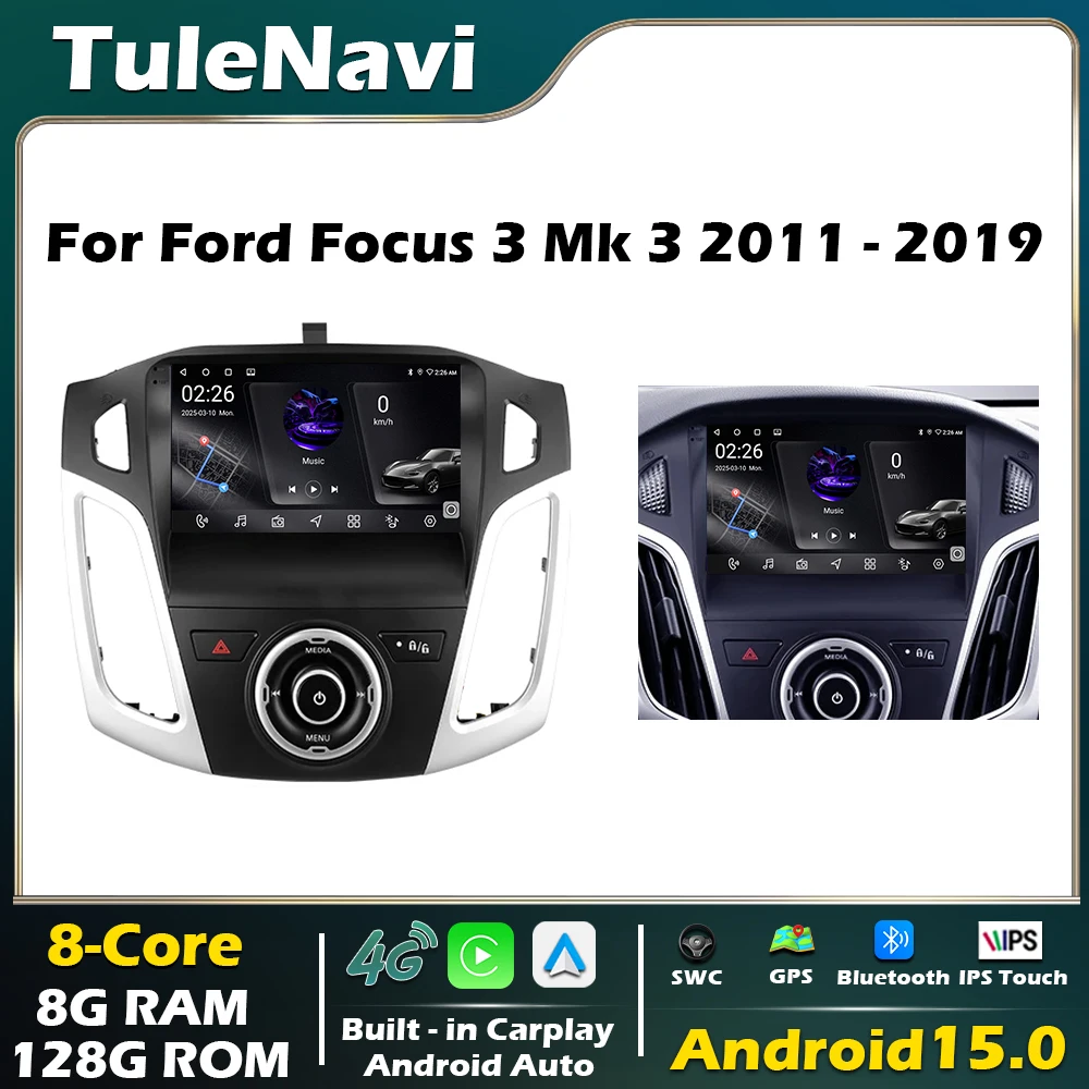 Reproductor Multimedia para Auto con Android 15 para Ford Focus 3 MK 3 2011 2012 2013 2014 2015-2019, Navegación GPS, Carplay, Pantalla Estéreo