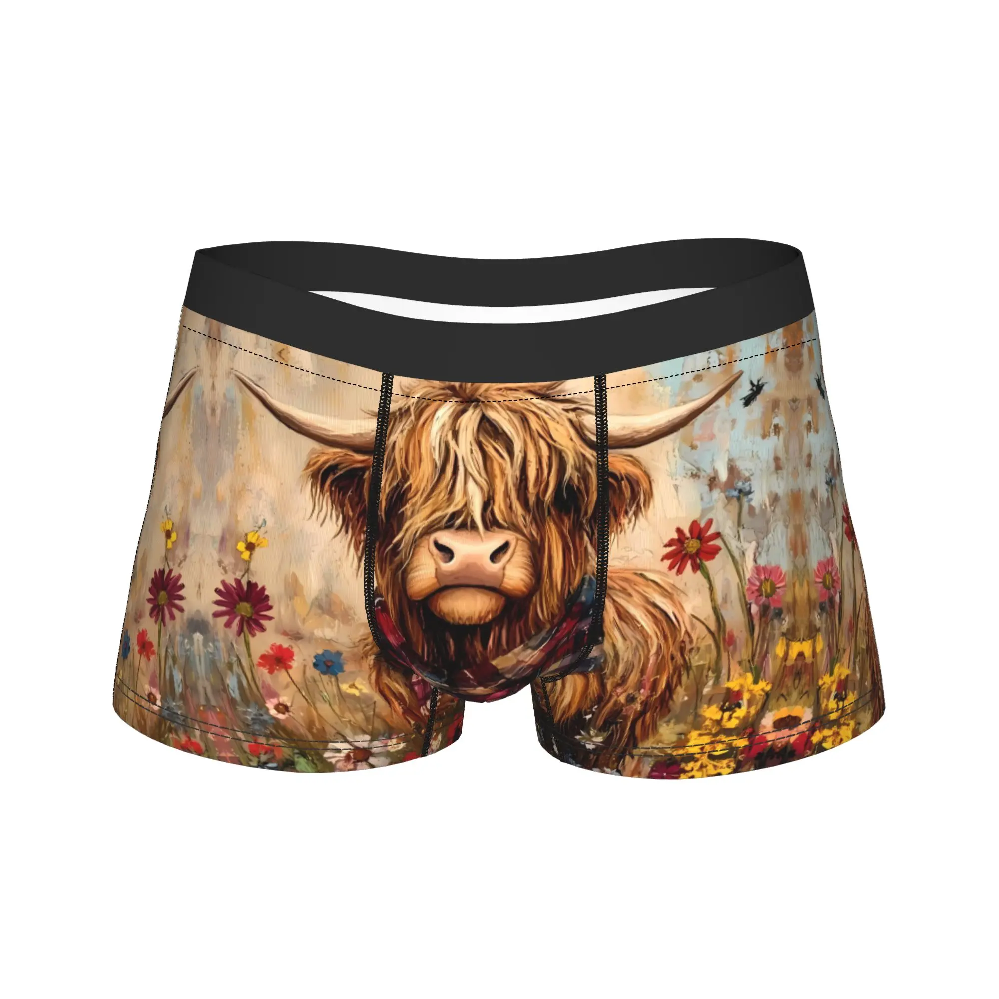 

Highland Cattle Cow Men's Breathable Boxer Briefs, Stretchy Underwear with Stylish Printed, Everyday Comfort Casual Wear