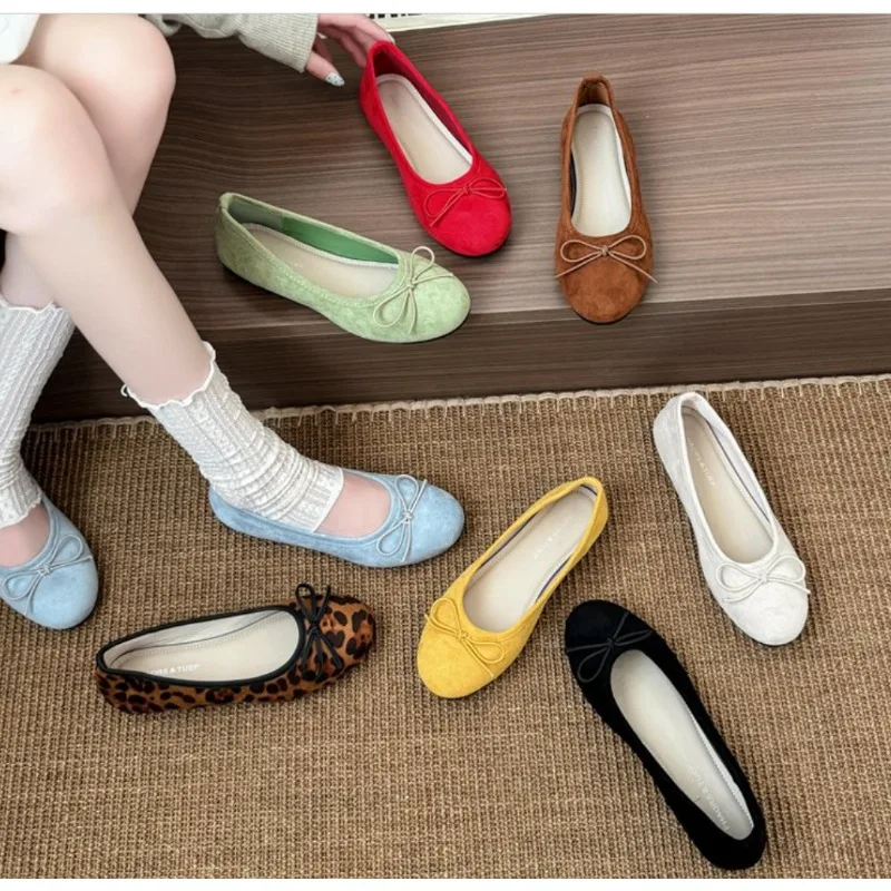 2026 Spring Summer New Arrival Evening Breeze Flats Shoes Gentle Bow-Knot Ballet Shoes Design Commuter Versatile Single Shoes