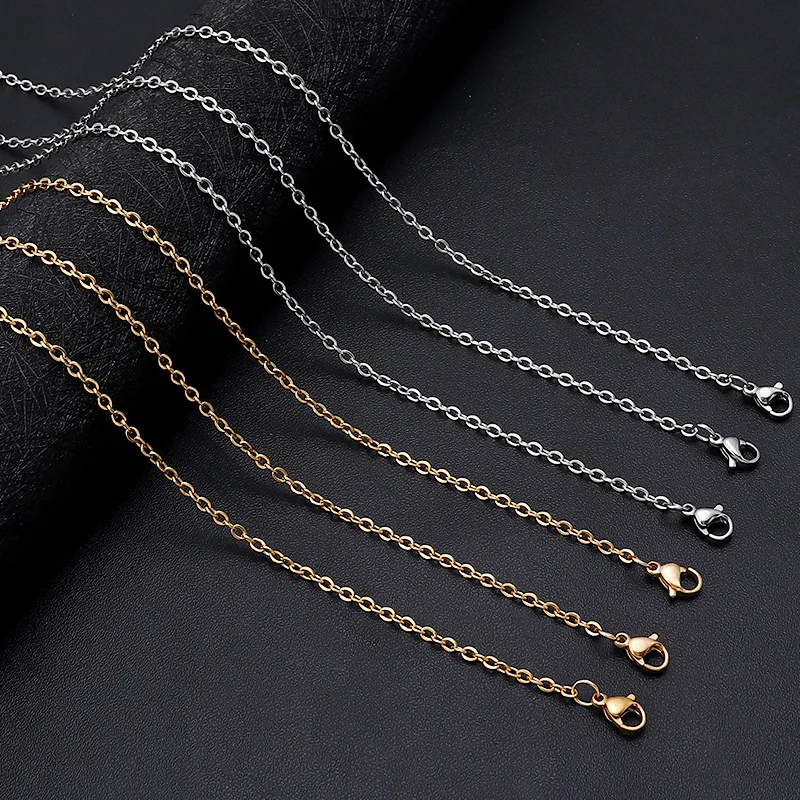 3Pcs 40/45/50cm Stainless Steel Link Chains Necklaces Cuban Cross Chains Accessories for DIY Gifts Jewelry Making Bulk Wholesale