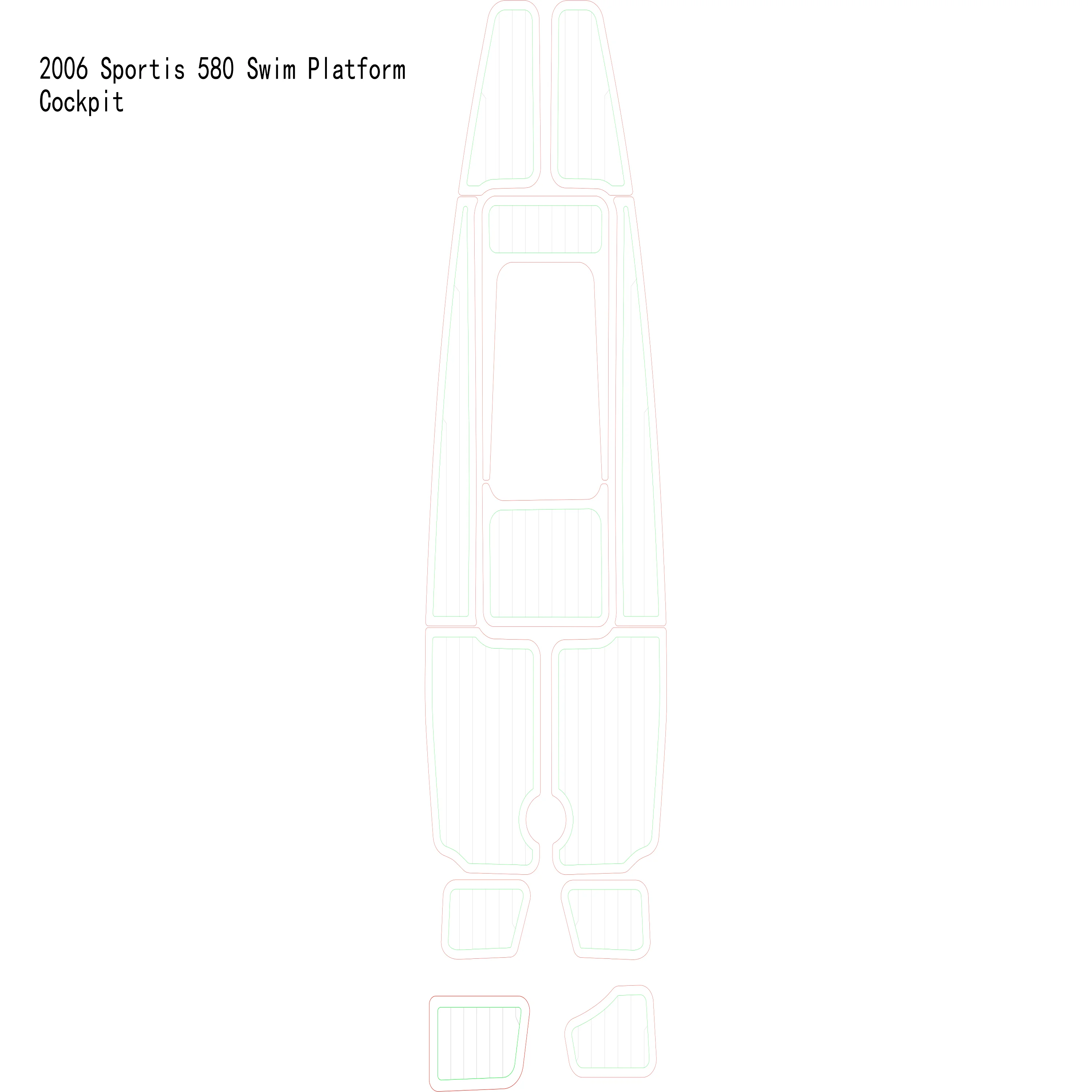 

2006 Sportis 580 Swim Platform Cockpit Boat EVA Faux Teak Deck Floor Pad