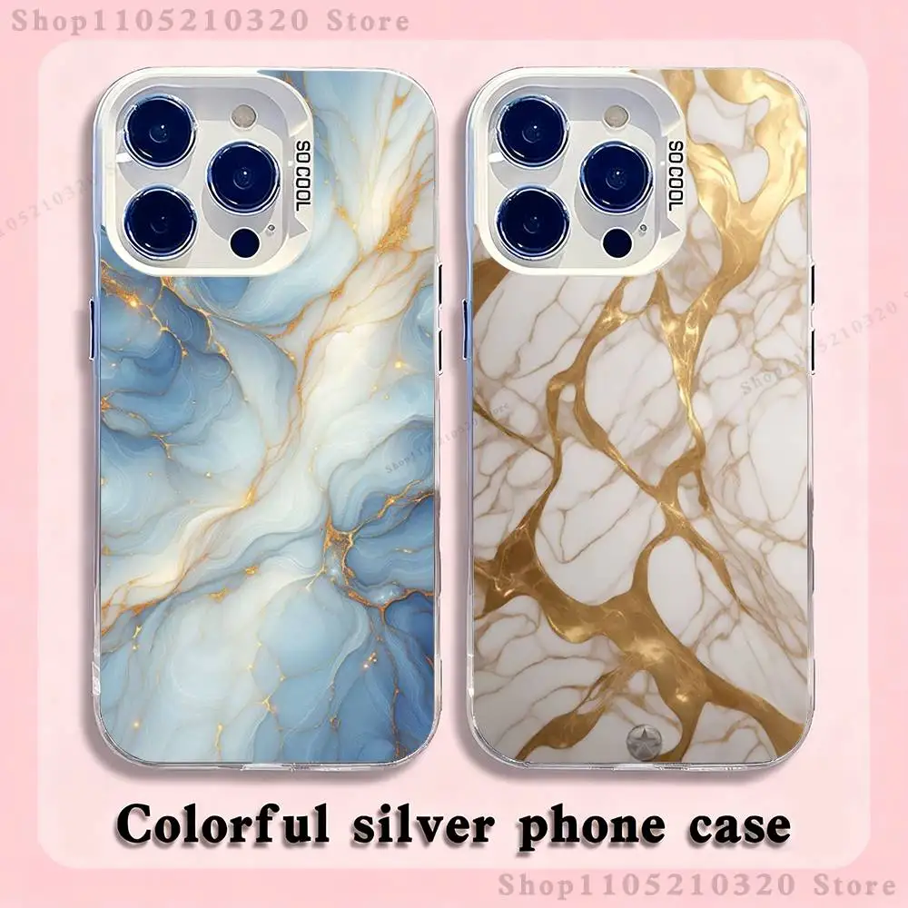 

Cool Texture Platinum Marble Phone Case For iPhone 17,16,15,14,13,12,11,Pro,Max,Plus,E,Air,Mini White Tpu Cover