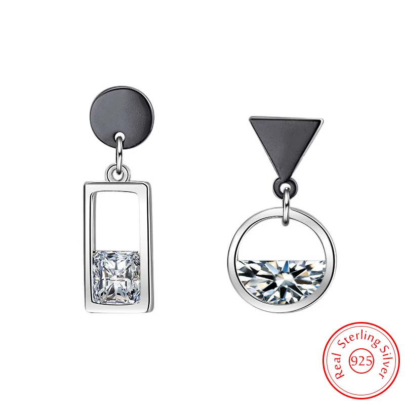 

Real 925 Sterling Silver New Crystal Jewelry Stud Earrings For Women FQL25139