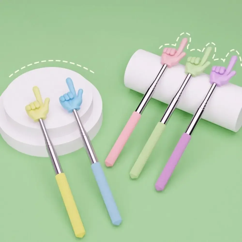 Durable Stainless Steel Teaching Pointer Telescopic Rod Finger Design Finger Reading Sticks Classroom Finger Pointer Students