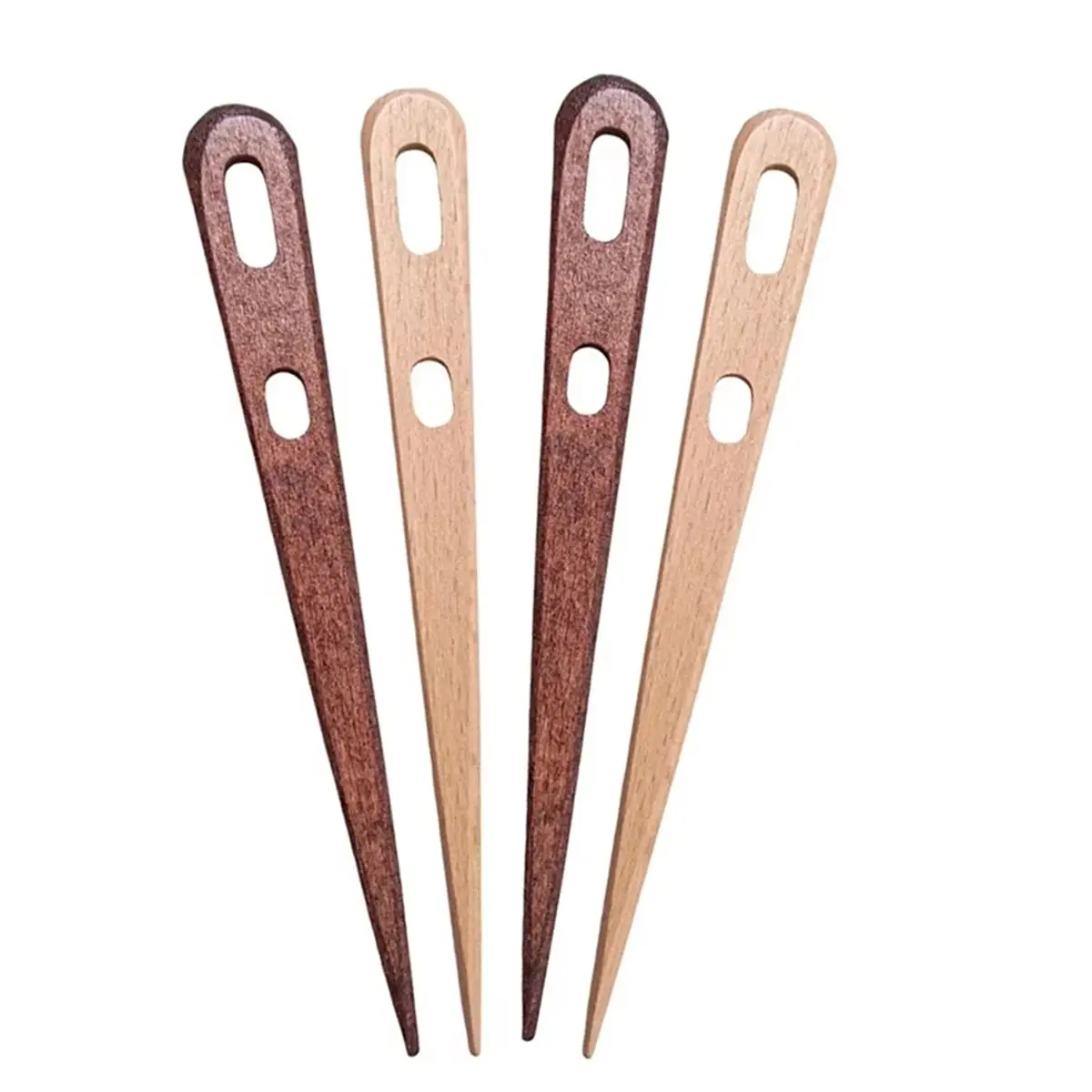 COFA 4Pcs Large Eye Sewing Needle DIY Wooden Weaving LoomTools Tapestry Darning Two Big Eye Yarn Knitting NeedlesCraft