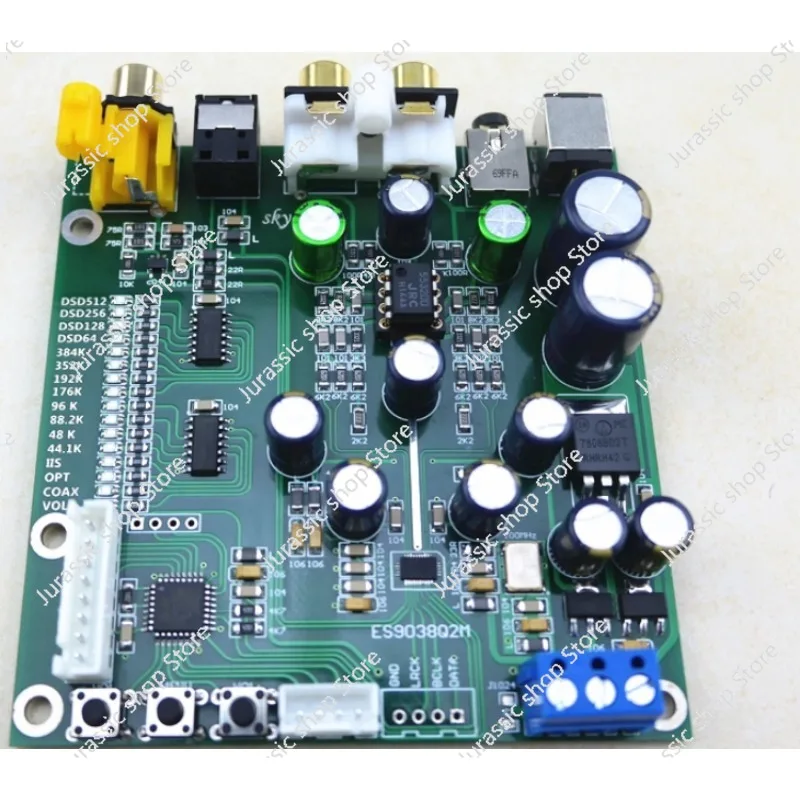 ES9038 Q2M DAC DSD ถอดรหัสรองรับ IIS DSD 384KHz Coaxial Optical Fiber DOP