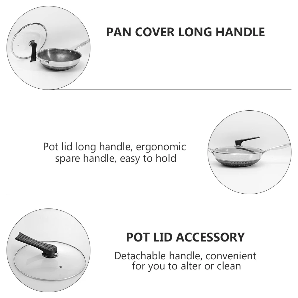 

2Pcs Pot H Replacement Knob Long Grip Heat Resistant Pan Lid Cookware Pan Cover Detachable