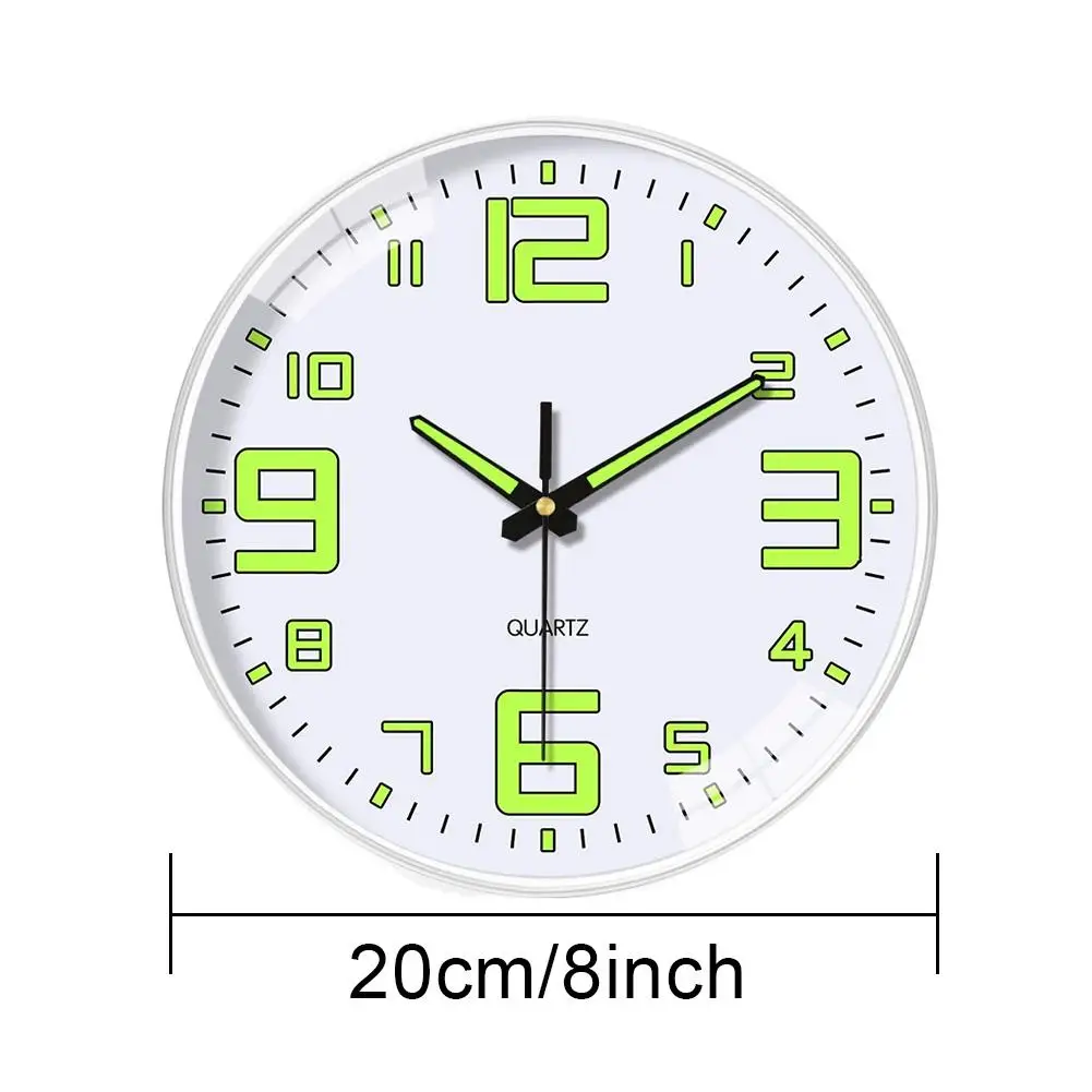 Luminous Quartz Clock 8inch 20cm Kitchen Living Room Bedroom Silent Noiseless Wall Clock Big Characters Clock Home Decoration view 6
