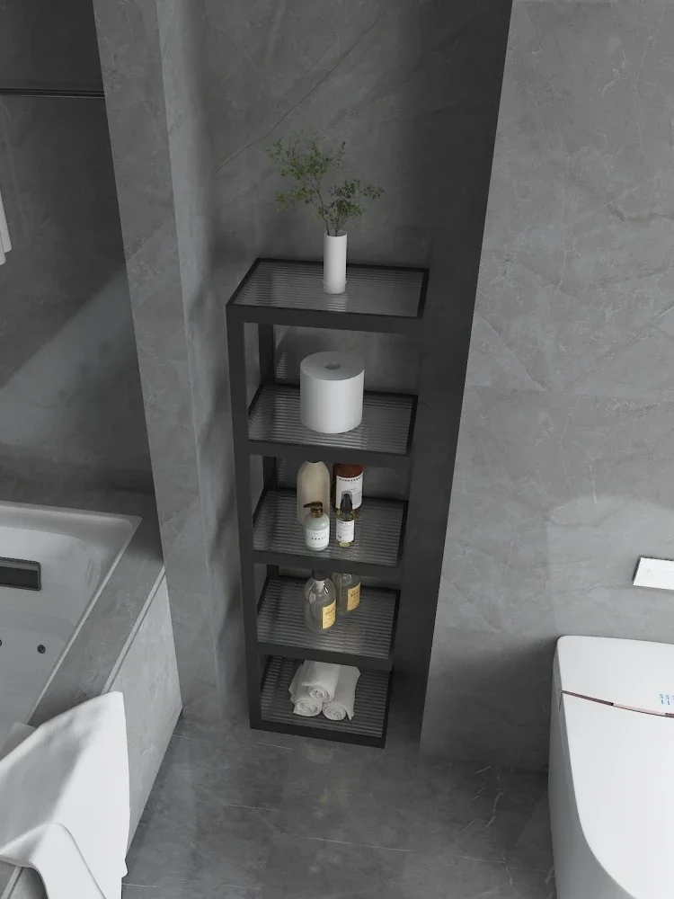 Toilet rack, floor-to-ceiling narrow washstand, cosmetics towel, bathroom crevice, storage rack next to the toilet, fourth floor