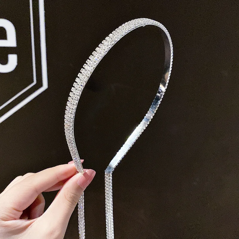 Luxury Crystal Hairbands For Women Long Tassel Hair Bands Korean Rhinestone Headband Wedding Girls Hair Accessories Gifts