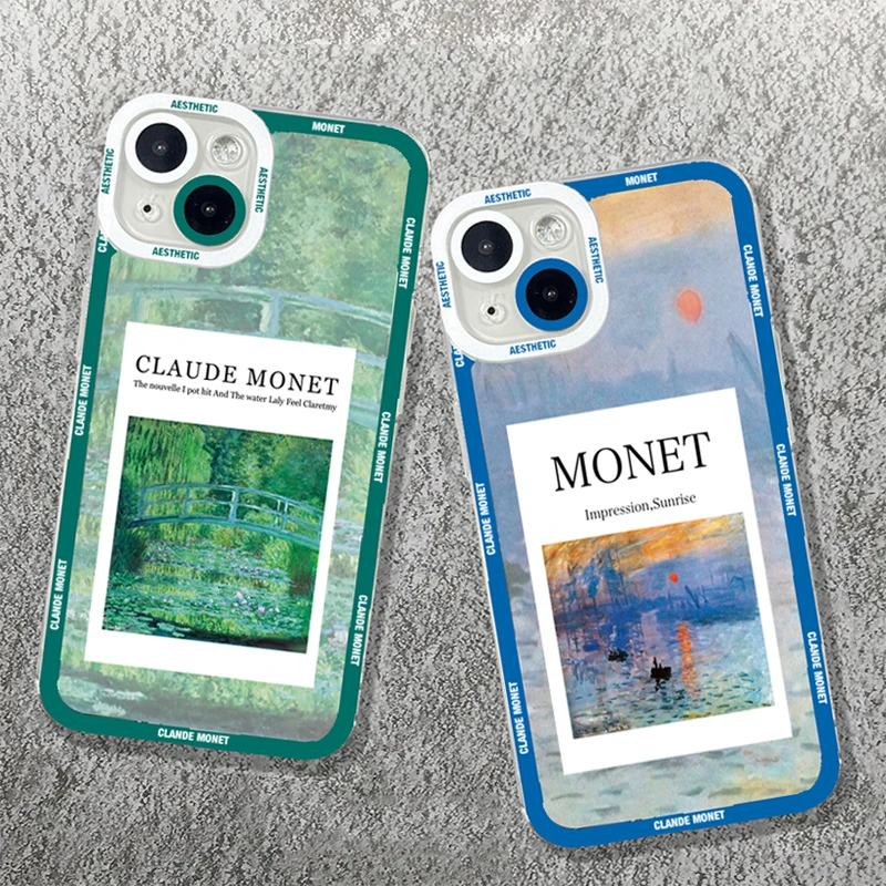 Claude Monet Arts Oil Painting Phone Case For iPhone 11 13 12 Pro Max XS X XR 7 8 Plus Soft Cover For iPhone 15 14 Pro Max Cases