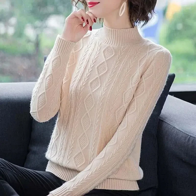 2024 Autumn Winter New Fashion Turtleneck Sweater Women Long Sleeve Pullovers Office Ladies Clothing Soft Knitted Jumpers Pull