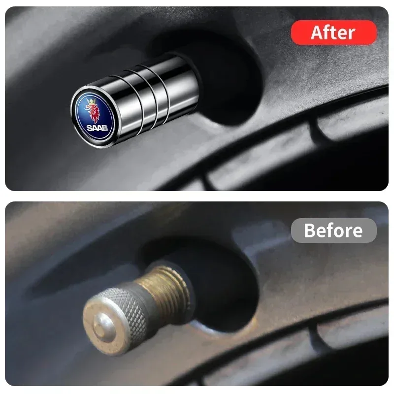 4 قطعة شارات معدنية ل ساب 93 ناقلات ايرو بانتيلا راديو أندرويد 95 Gripen سيارة عجلة الاطارات صمام قبعات يغطي اكسسوارات السيارات #6