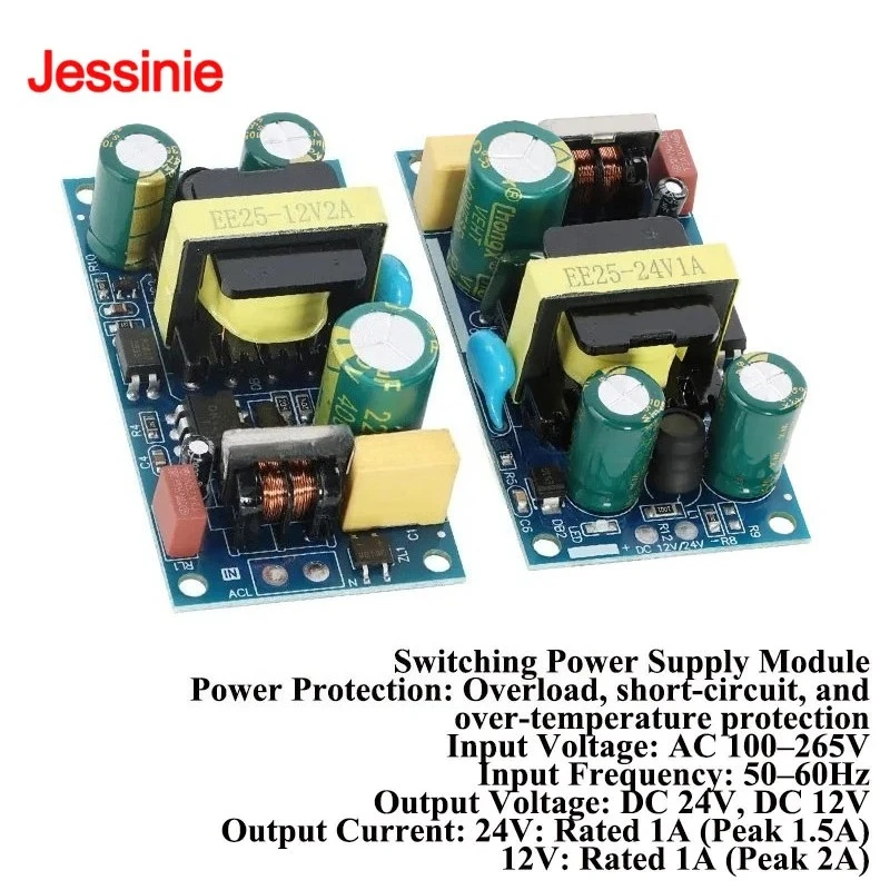 12V 24V 1A 2A Switching Power Supply Module Bare Board 24W 12W AC-DC Isolated Power Supply AC100-265V 50-60Hz Frequency Input