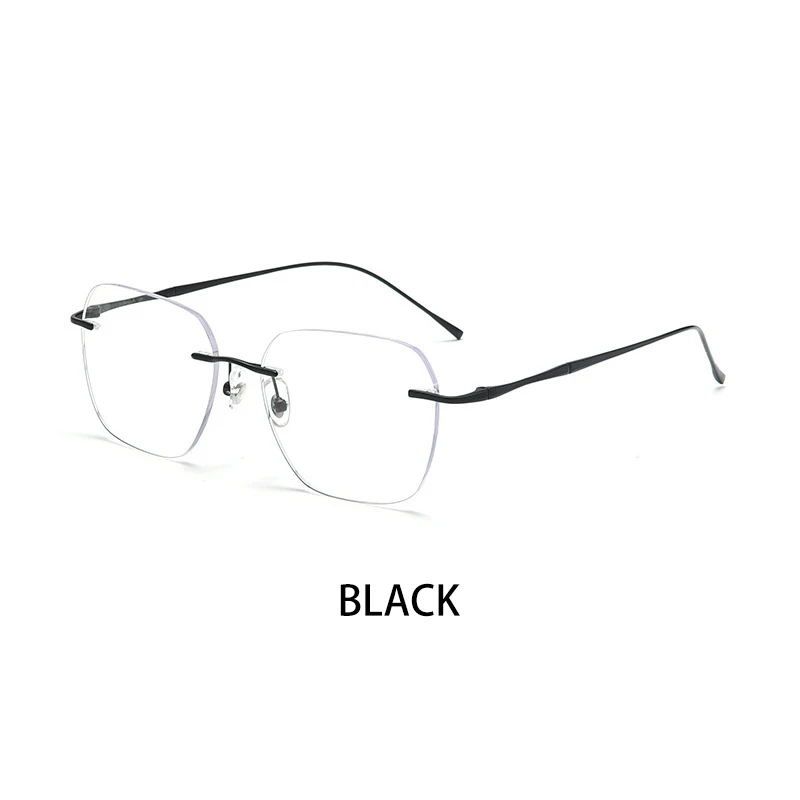 VICKY Ultraleichte randlose Myopie-Rahmen aus Titan, Unisex, einfache quadratische Leserahmen, individuelle Brillen, F0623 3