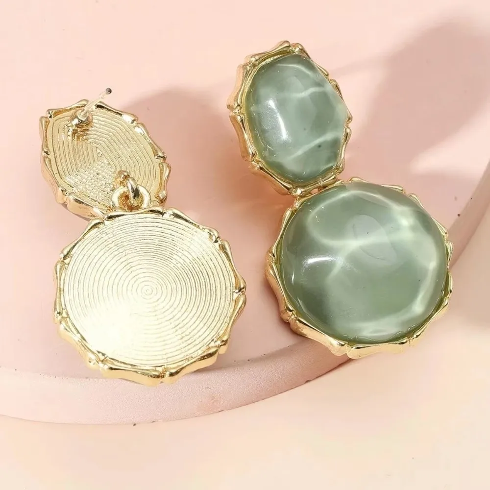 New Candy Color Water Ripple Earrings Resin Elegant Design Oval Drop Earrings Pendant Earrings Jewelry Gifts