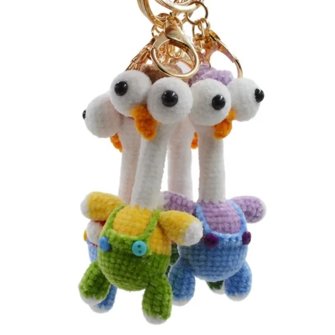 

Lovely Simulation Hens Knit Chicken Keychain Handmade Doll Hens Key Ring Cute Funny Animal Key Holder Kids Couple