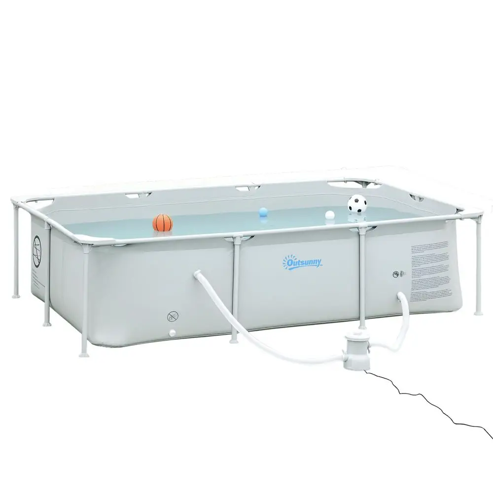 Piscina Desmontable Rectangular de 252 x 152 x 65 cm, 2163L, con Filtro de Cartucho de 1200L/H, para Adultos y Niños