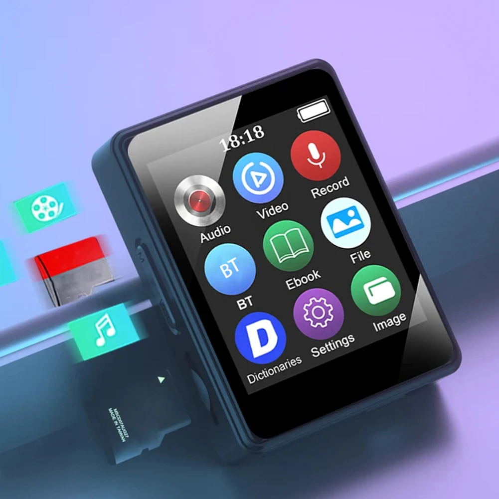 Mini riproduzione video MP4 da 8/16/32/64 GB HiFi compatibile con Bluetooth 5.0 Walkman per studenti MP3 Lettore MP3 sportivo con registrazione/e-book