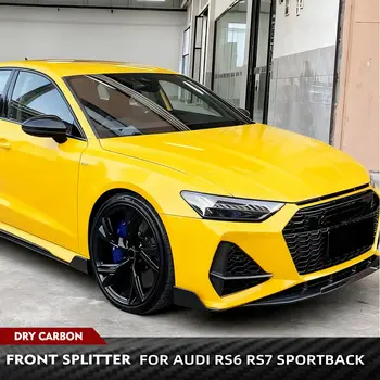 適用於Audi RS6 RS7 兩廂四門 2020-2021 年乾碳纖維汽車前保險桿進氣口裝飾條前擾流板風刀賽車車身套件 8 最佳銷售 奧迪RS6車身套件 - №3