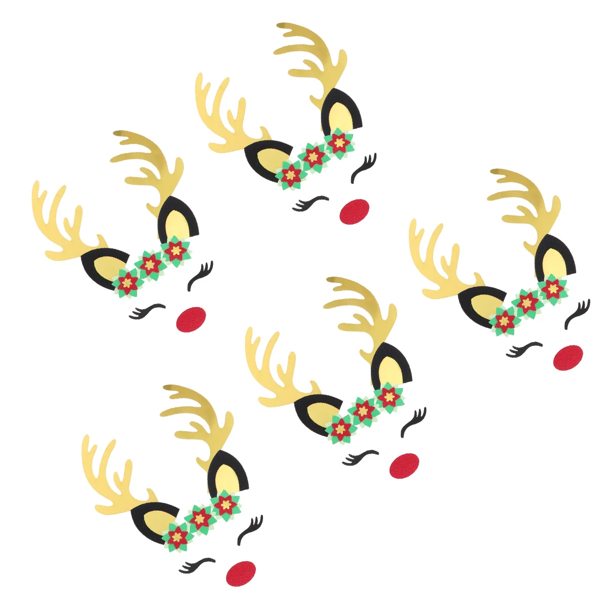 5 Sets Christmas Party Supplies Cake Ornament Decorating Plum Antlers Insert Dessert Toppers Bake Deer Cupcake Paper