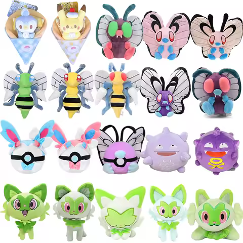 Pokemon Beedrill Plushies Shiny Butterfree Sprigatito Sylveon Master Ball Piplup Koffing Cartoon Anime Stuffed Plush Toys Gifts
