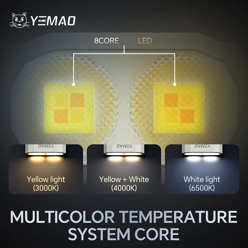 YEMAO M12 EDC Flashlight 300lm USB-C Rechargeable 3000K-6500K CCT Aluminum Keychain Light with Power Display