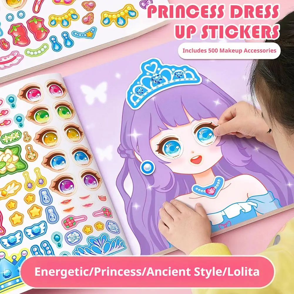 Upgraded Princess Sticker Book DIY Dress Up Art Craft Kits Dress Up Sticker Books Clothes Changing Book Birthday Christmas Gift