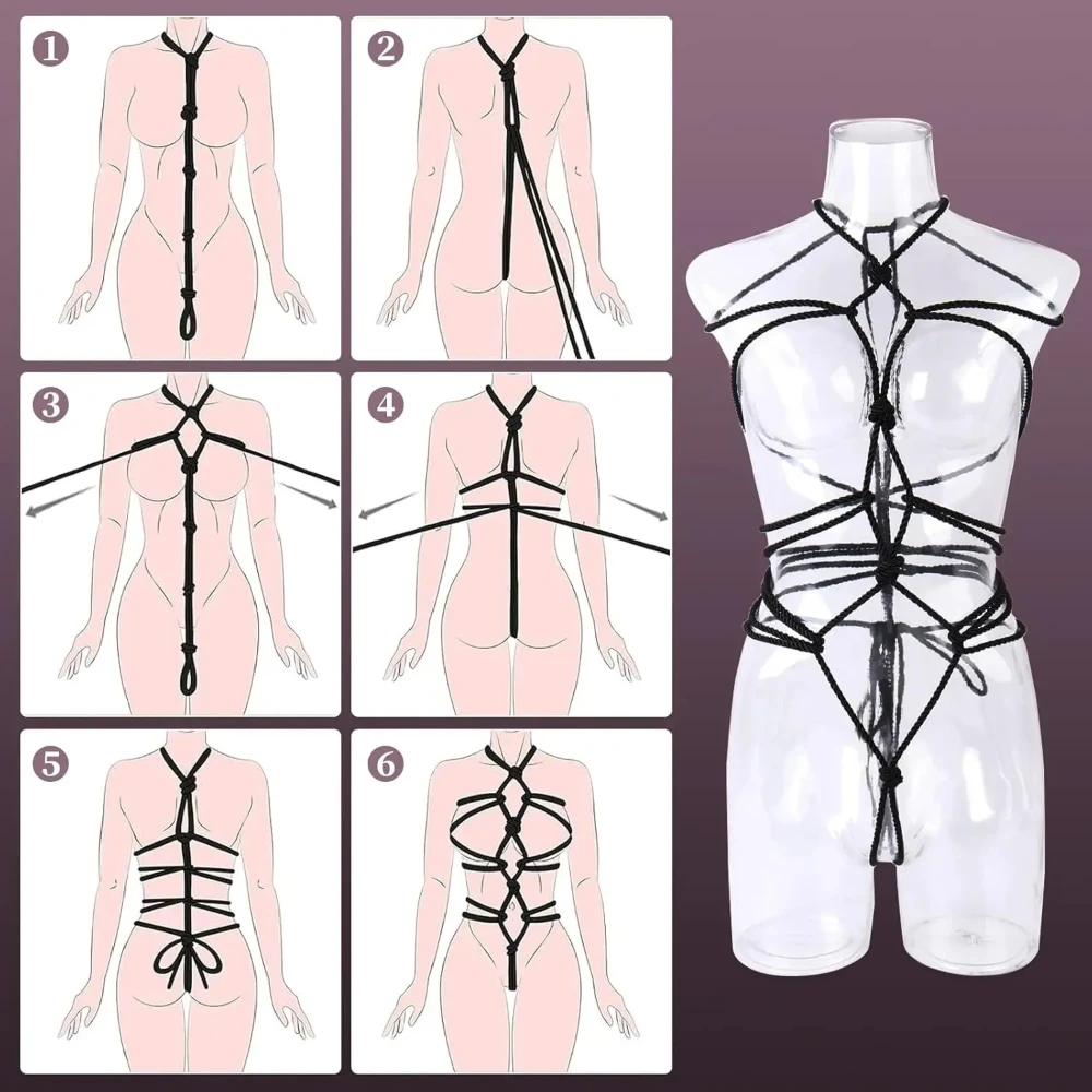 حبل ربط ملون SM لضبط النفس الرومانسي أداة لتدريب الأزواج للتعليق ولها الجنس حبل برأس معدني