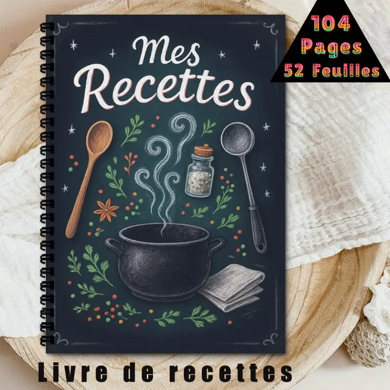Cuaderno de encuadernación en espiral A5 Française Livre de recetas, puede contener hasta 100 recetas, cuaderno de cocina para chefes y cocineros caseros