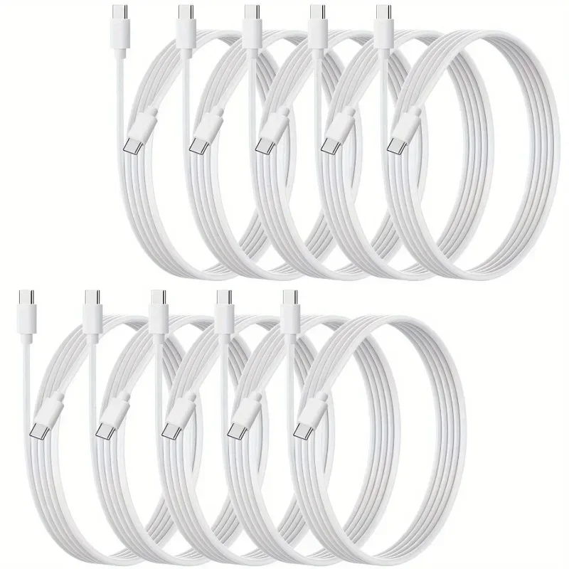 10-Pack USB C Charger Cable, Multipack PD 60W Fast Charge USB-C To Type C Bulk Charging Cords White, 3.3ft