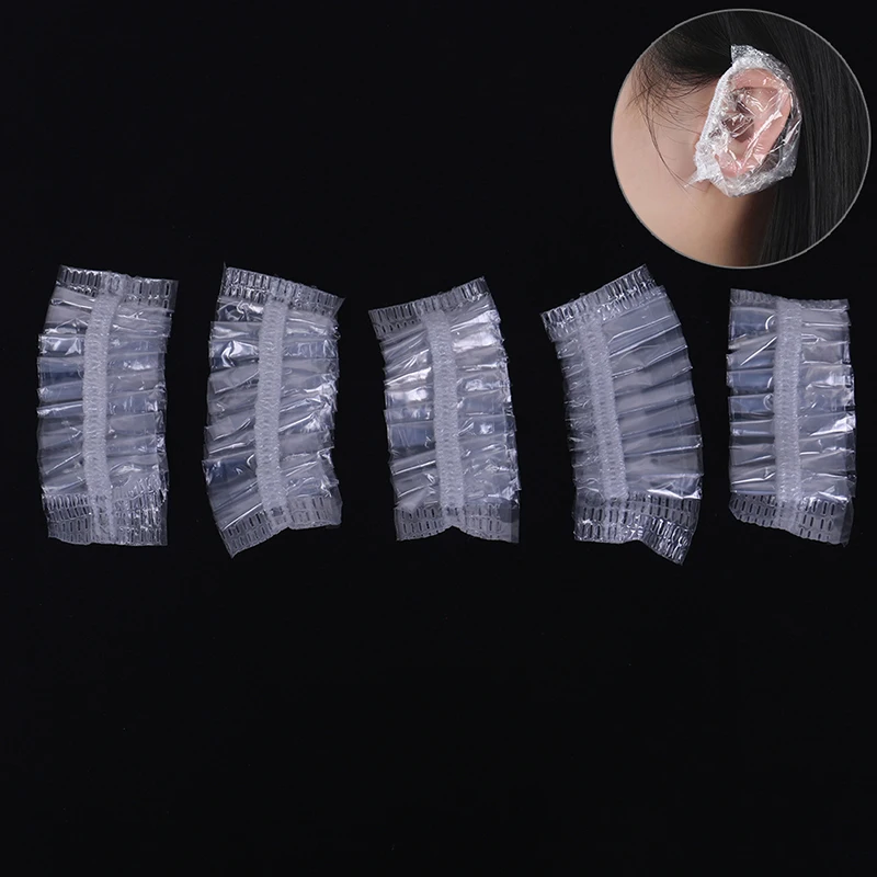 100Pcs Disposable Plastic Waterproof Ear Protector Cover Dye Shield Protection.~