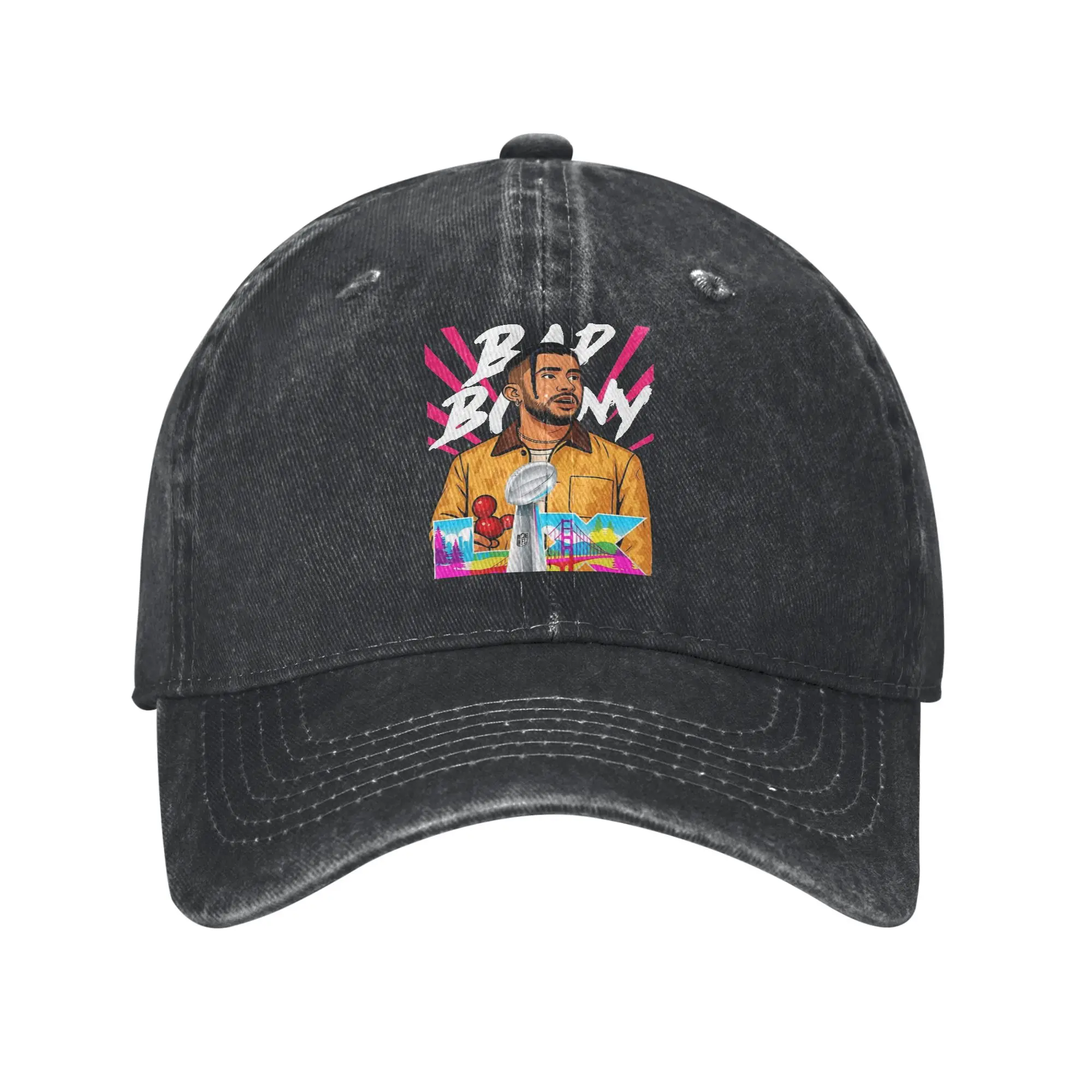 Benito Bowl Bad Bunny Baseball Caps Retro Distressed Denim Puerto Rico Football Sun Cap Unisex Style Outdoor Adjustable Hats Cap