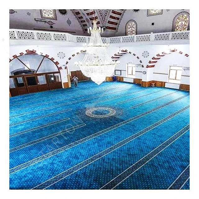 Fleece Prayer Rug - Fluffy Wool Mosque Carpet (Artistic Flowered Design, High-Density Pile）