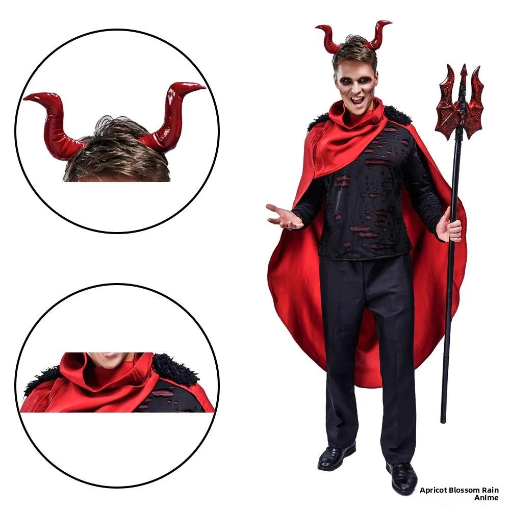 Costume d'halloween pour hommes adultes, vêtements de spectacle sur scène du diable rouge, tenue de jeu de rôle, Costume de scène ethnique traditionnel