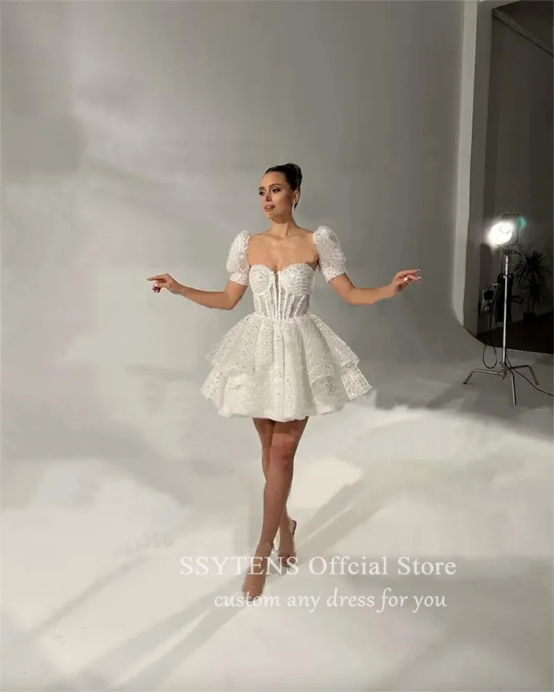 SSYTENS Short Evening Dress Customized A-Line Mini Wedding Dress 2025 Detachable Sleeves Prom Gowns Bride Formal Party Dress