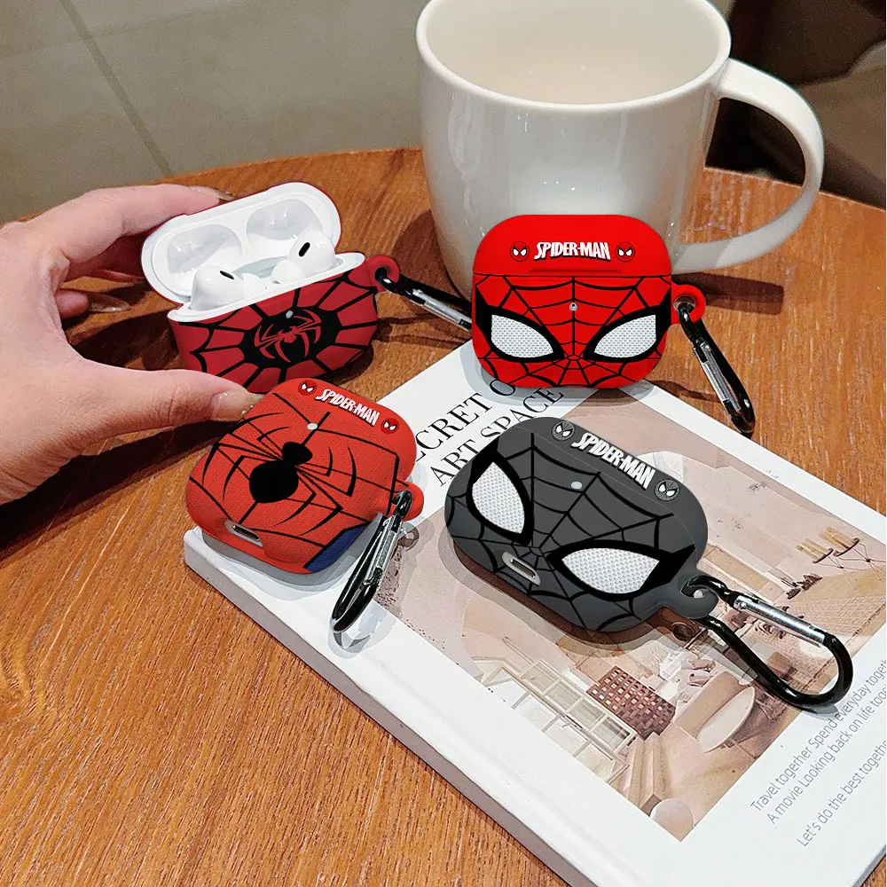 Spider Man Shockproof Protective Glossy HD Hard PC Earphone Cover Case For AirPods 1 2 3 Pro Pro2 with Metal Hook