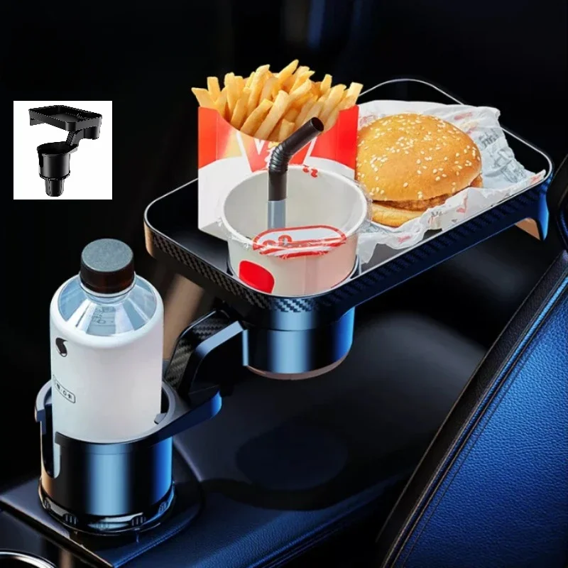 

Portable Auto Car Cup Holder Attachable Meal Tray Expanded Table Desk 360 Rotatable Adjustable Car Food Tray Cup Holder Expander