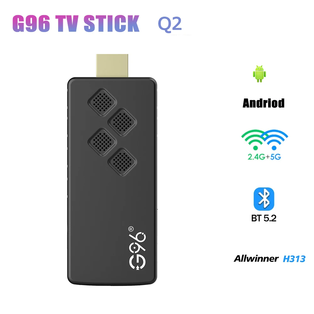 Q2 TV Stick 4K Streaming Smart Android TV Box 2.4G/5G Dual WiFi Allwinner H313 Quad Core Global Media Player