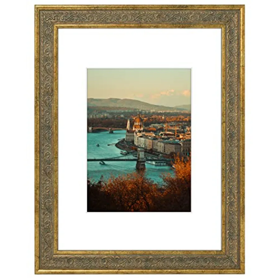 

Photo Frame with White Mat for 6X8 Pictures and Real Glass 1.25-Inch Wide