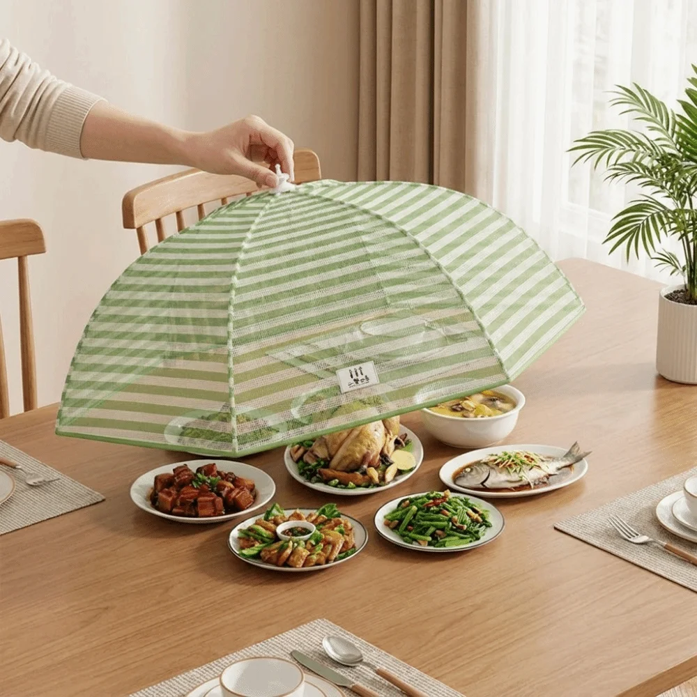 Umbrella-Style Mesh Food Cover Anti-Mosquito Folding Food Preservation Cover Dust-proof Insect-proof Dish Covers Dining Table