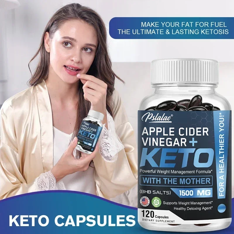 Apple Cider Vinegar + Keto Capsules 1500 mg - For Men and Women, Non-GMO, Vegan, Gluten-Free