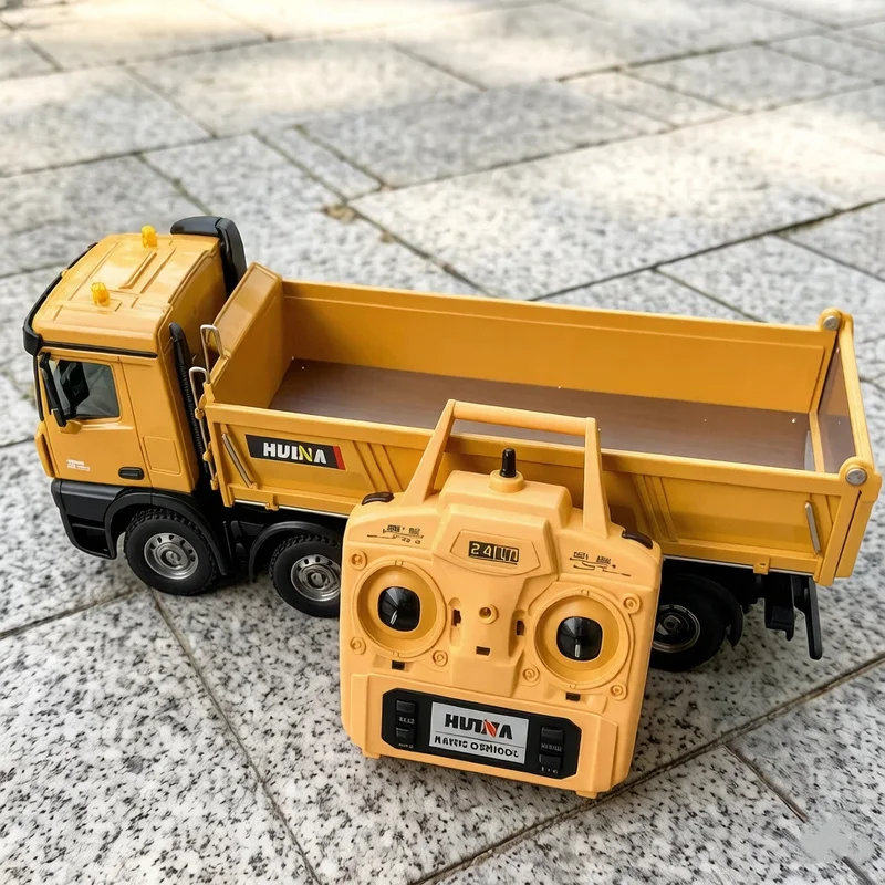 Hot 1/14 HUINA 1536 12CH Alloy Remote Control Full-Scale 8-Wheel Heavy-Duty Engineering Dump Truck With Lights RC Model Toy Gift