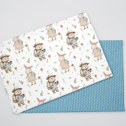Cartoon Bear Rabbit Twill Cotton Fabric DIY Sewing Dress Patchwork Quilting Material Tissus For Baby&Child Dress Tecido Tilda