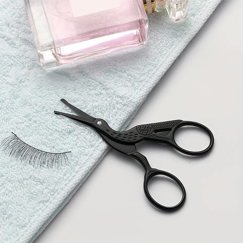 Round Tip Stork Shape Stainless Steel Nose Hair Scissors Safe Facial Eyebrow Beard Ear Hair Trimming Grooming Scissors