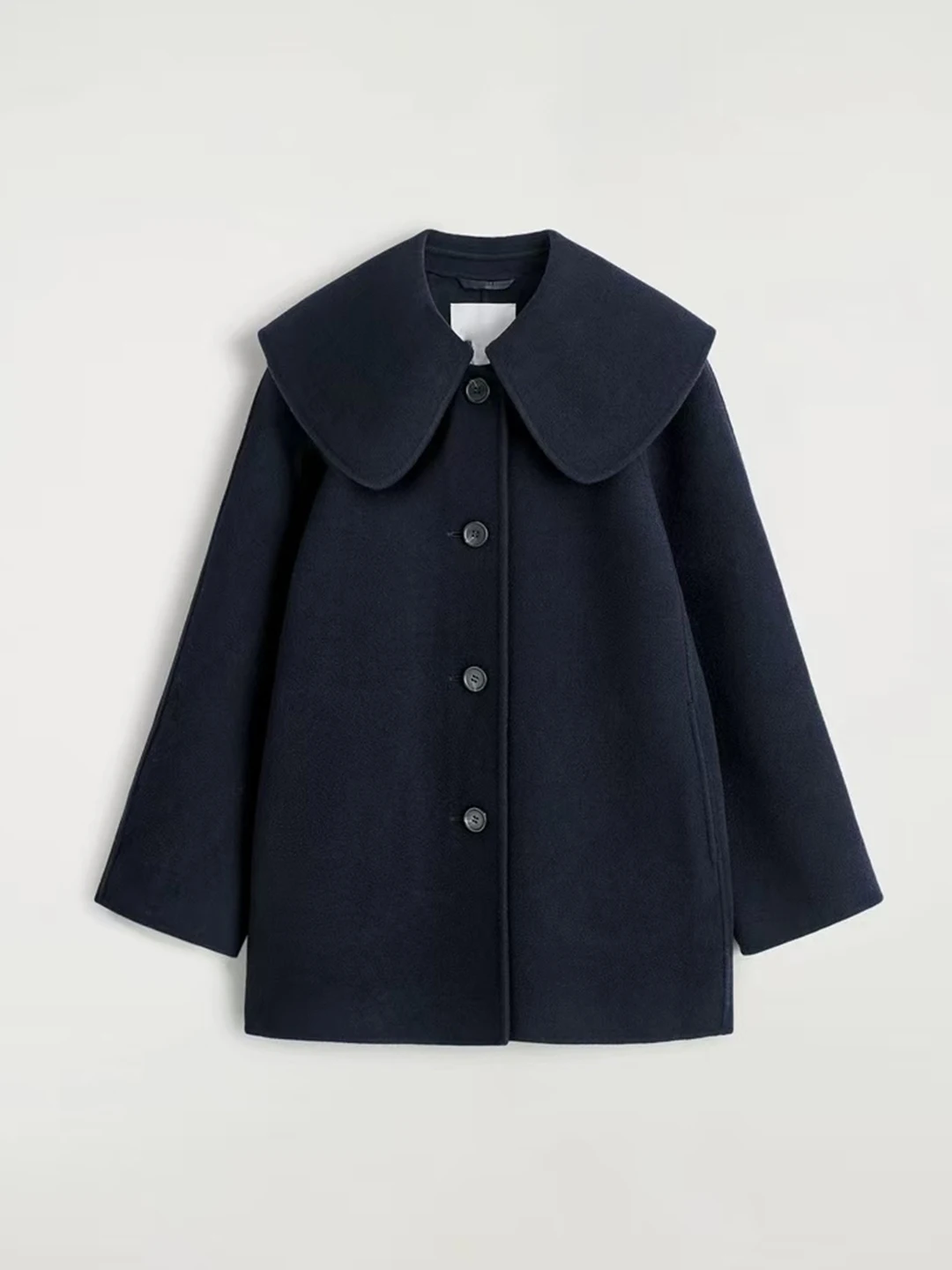 両面ウールカジュアル襟ジャケット新秋冬ファションシンプルスレ通勤ブルーカラーレディースルーズフィットコート