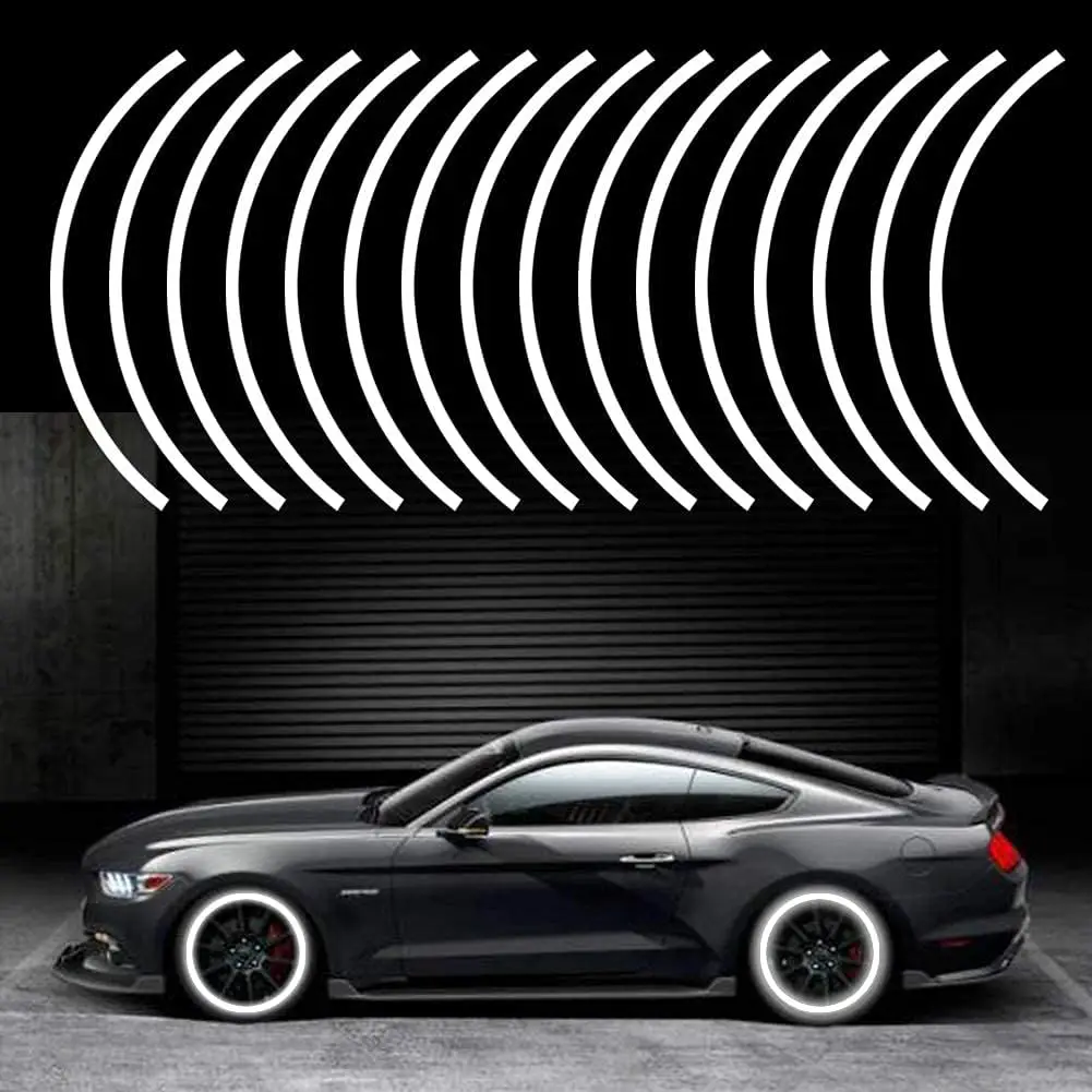 16 قطعة 17-19 ''عكس عجلة ريم شريط ملصق لاصق لامع ورائع لعجلات الدراجات النارية سيارة الدراجات دراجة دراجة ليلة السلامة الديكور #6